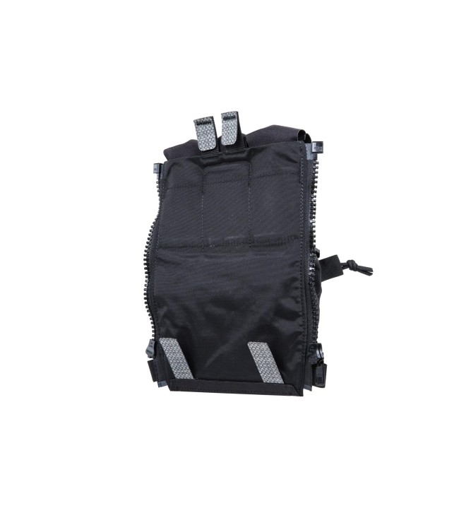 Rear view of assault panel with slide-on mount tabs and zippers for secure fit