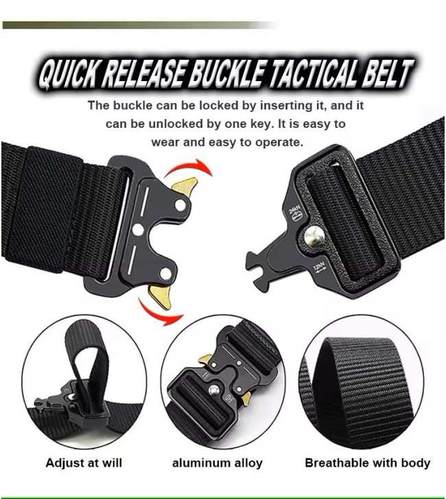 Quick release buckle tactical belt operation guide and assembly details