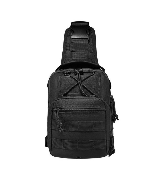 Tactical shoulder bag 7 liters with front bungee cord and Velcro patch area