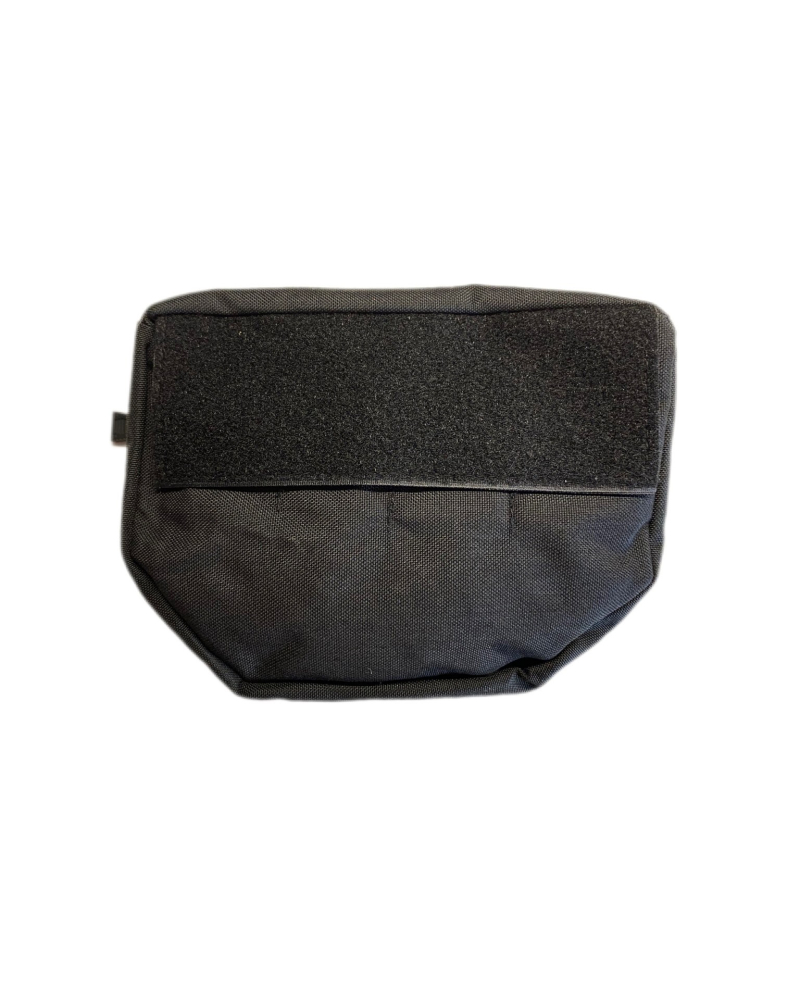 Tactical black sub-abdominal pouch with Velcro panel for identification patches