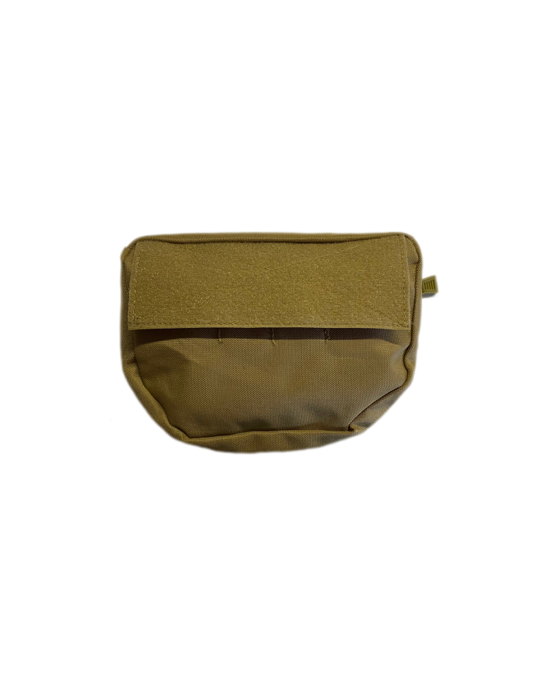 Rear view of TAN tactical dangler pouch with large Velcro panel for plate carrier attachment
