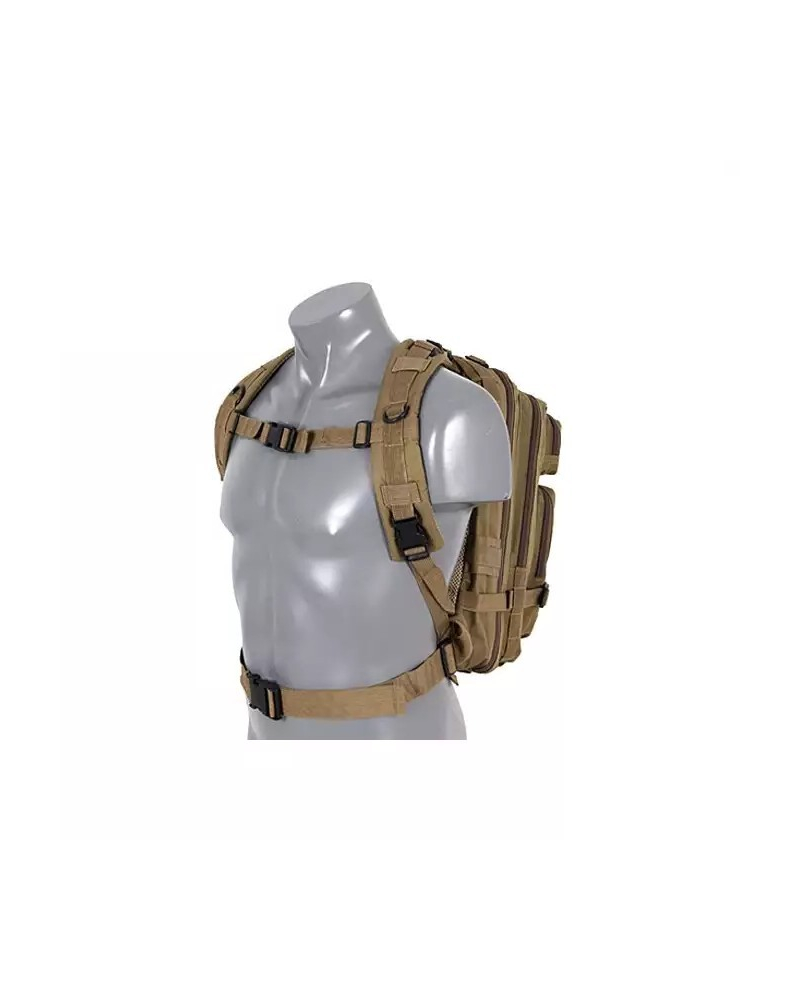 25L TAN tactical backpack with waist and chest compression straps