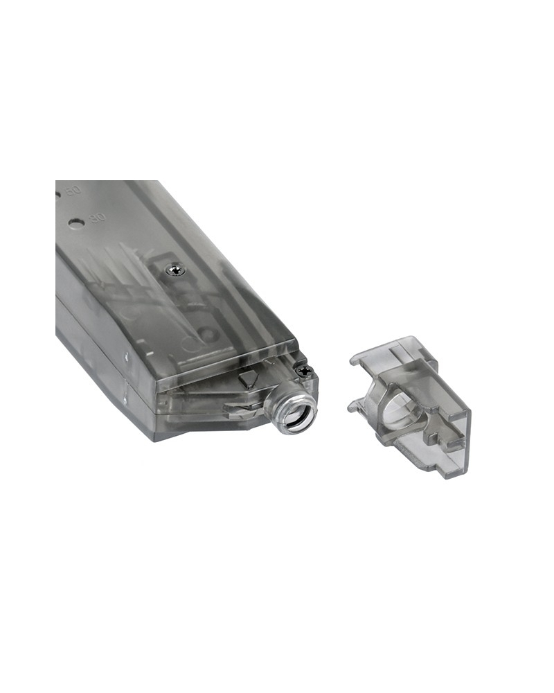Speedloader mouthpiece detail with adapter for Airsoft pistol magazines
