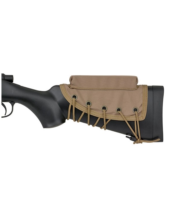 Example of cheek rest pad installation on a rifle stock for better cheek weld