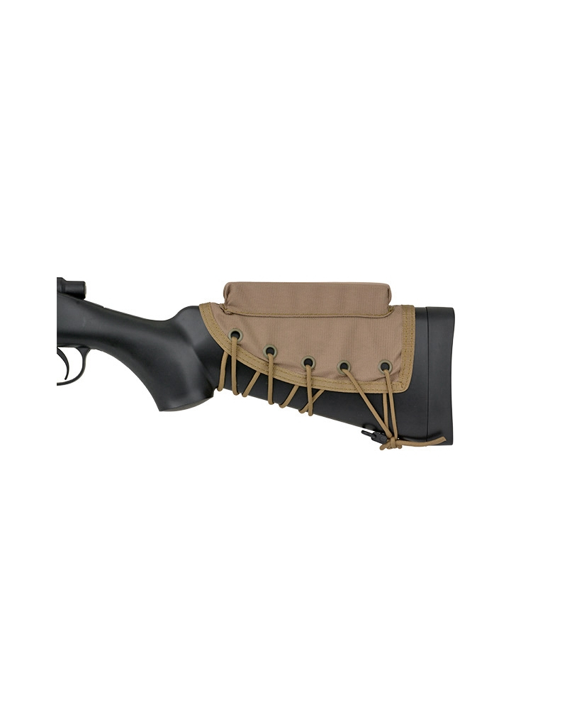Example of cheek rest pad installation on a rifle stock for better cheek weld