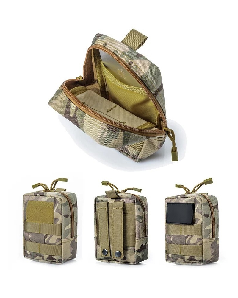 Interior organization of Molle pouch 17x11x6cm and gear attachment examples